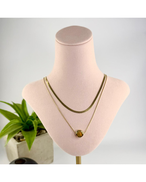 Oceľový náhrdelník dvohitý s príveskom-321796-20