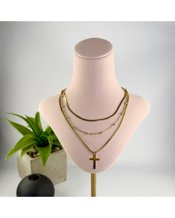 Oceľový náhrdelník vrstvený-321806-20