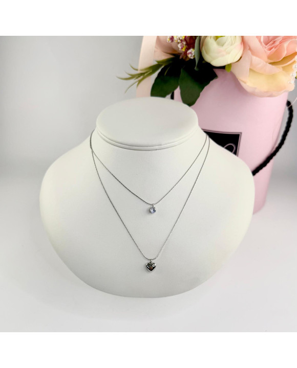 Oceľový náhrdelník dvojitý s príveskom srdce-321783-20