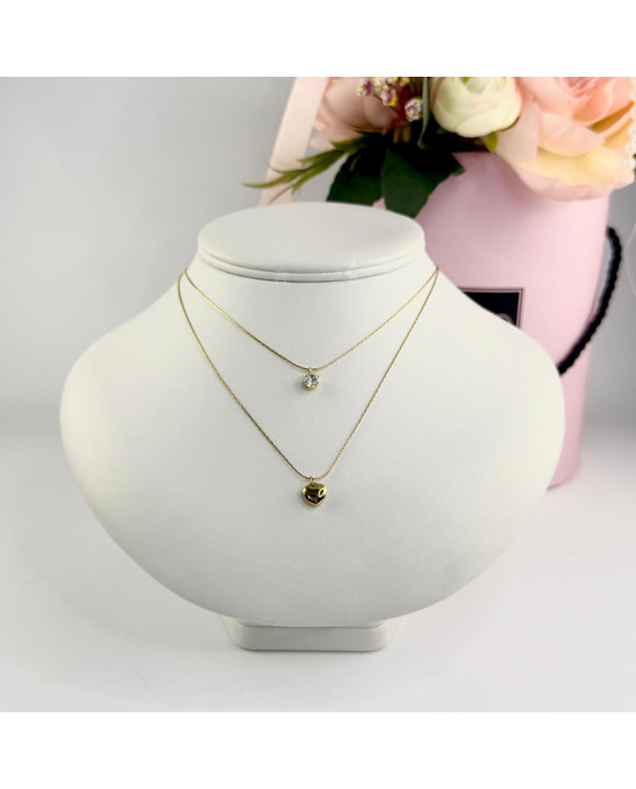 Oceľový náhrdelník dvojitý s príveskom srdce-321782-20