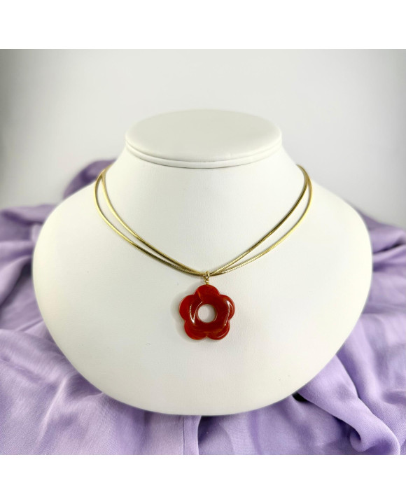 Dámsky oceľový náhrdelník s prívskom kvet-321619-20