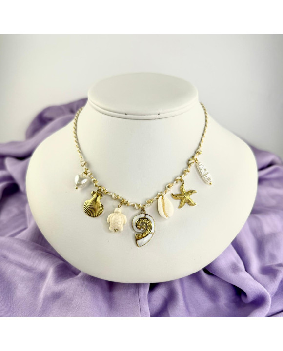 Dámsky oceľový náhrdelník s príveskami-321595-20