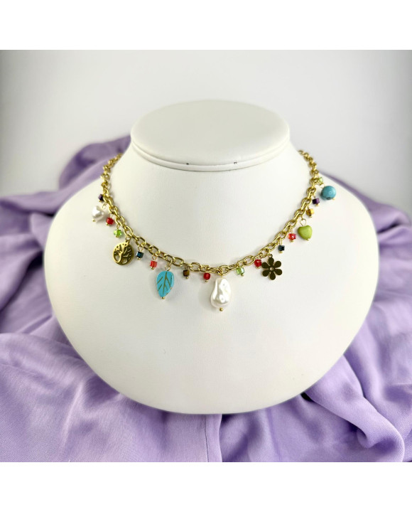 Dámsky oceľový náhrdelník s príveskami-321596-20