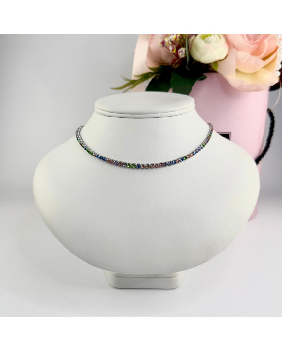 Dámsky oceľový náhrdelník kryštálový-322211-20