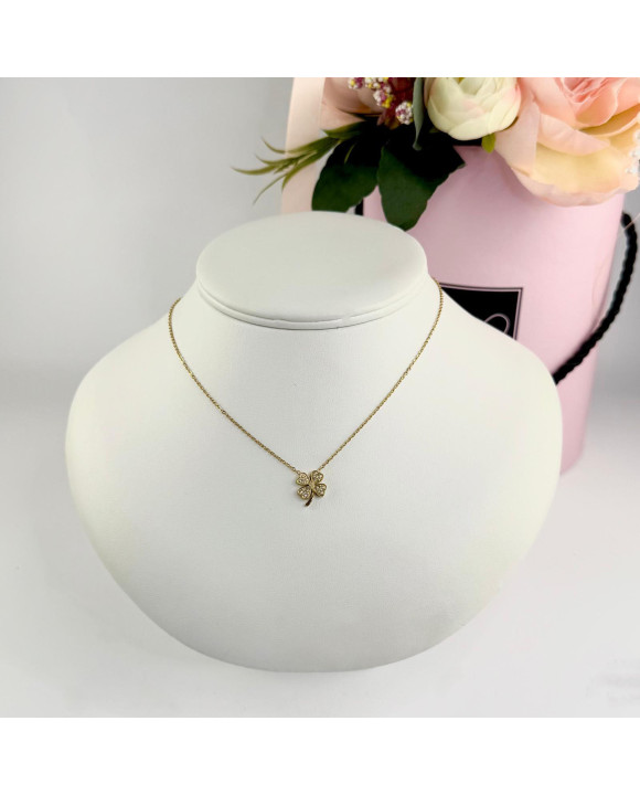 Dámsky oceľový náhrdelník s príveskom štvorlístok-321772-20