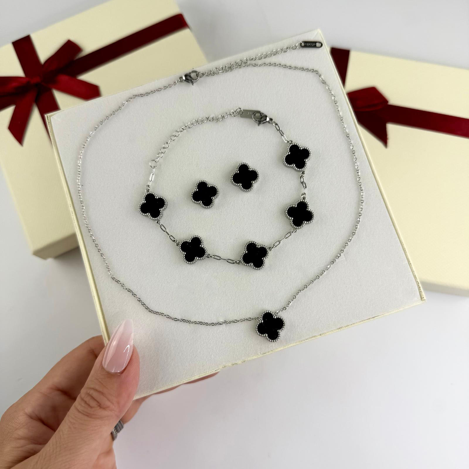 Dámska oceľová súprava s krabičkou Olivia-307292-38