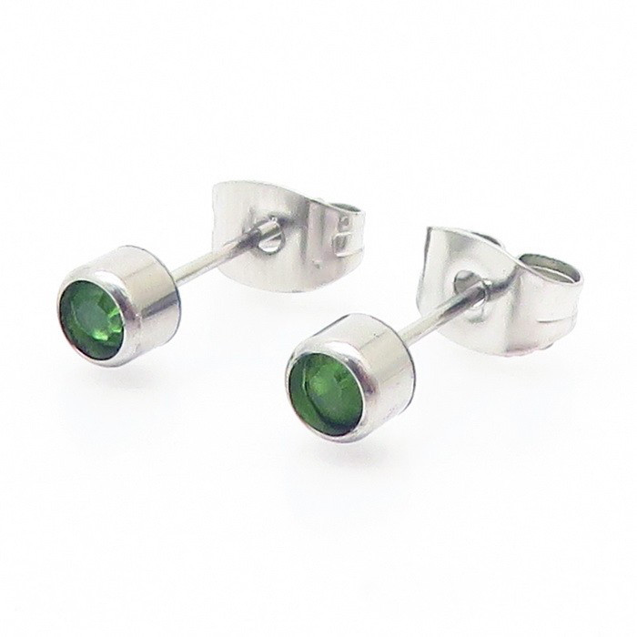 Oceľové náušnice zelené-324087-33