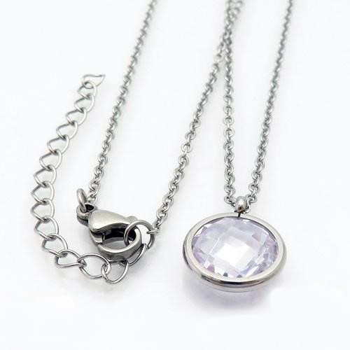 Oceľový náhrdelník s fialovým kameňom-204708-31