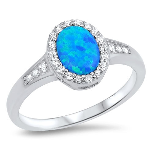 Strieborný prsteň  s modrým opálom