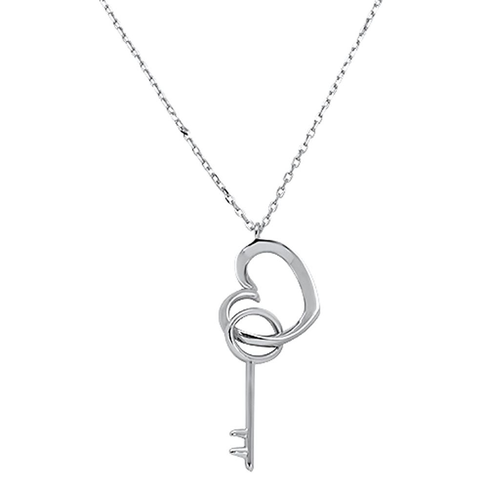 Dámsky strieborný náhrdelník srdce a kľúčik-257340-34