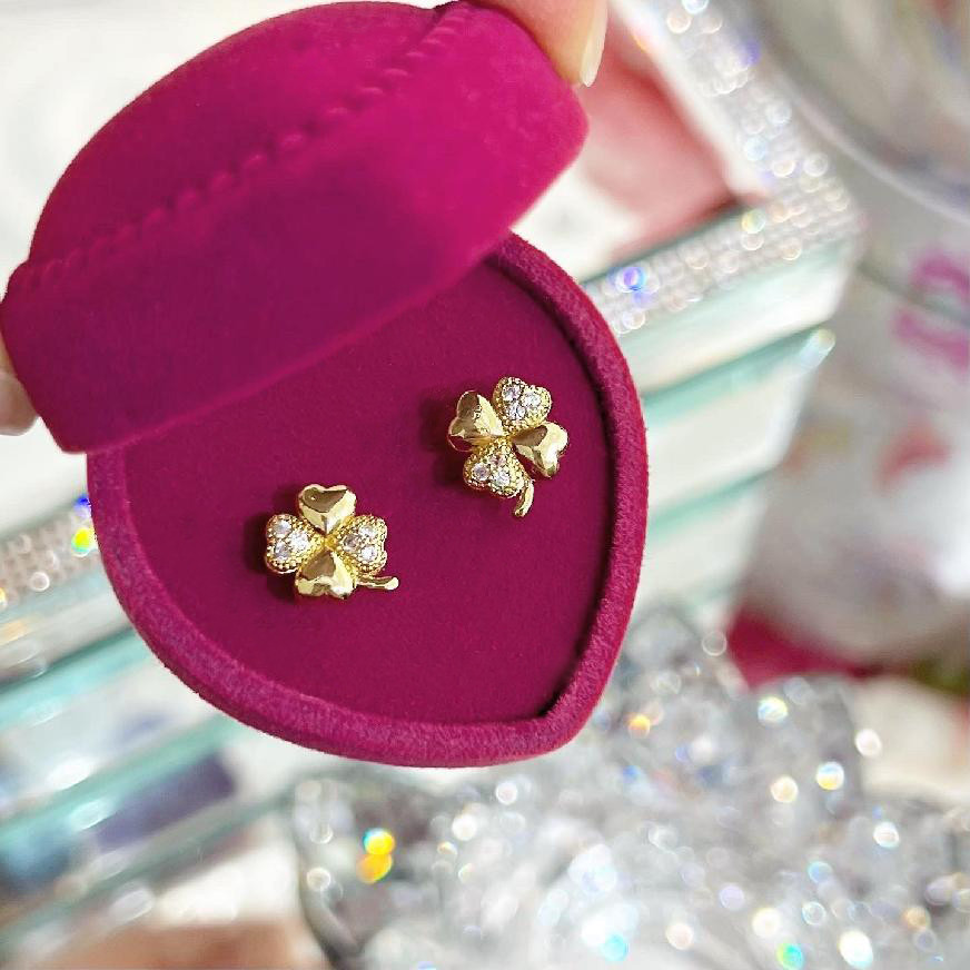 Dámske pozlátené náušnice štvorlístok-275902-32