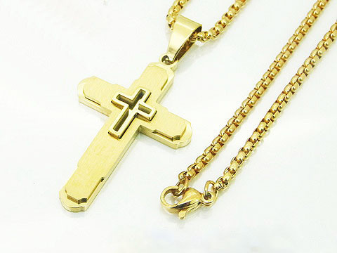 Oceľový náhrdelník s krížom-277000-31