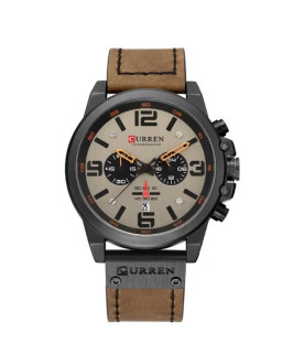 Pánske hodinky s koženým remienkom hnedé