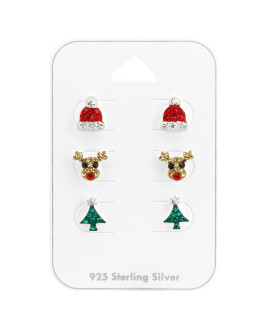 Set strieborných náušníc Vianoce 