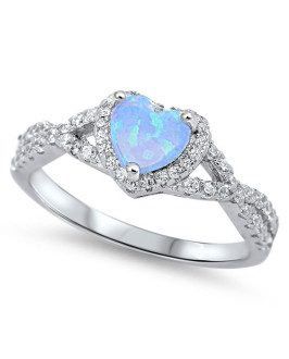 Strieborný prsteň s modrým srdiečkom