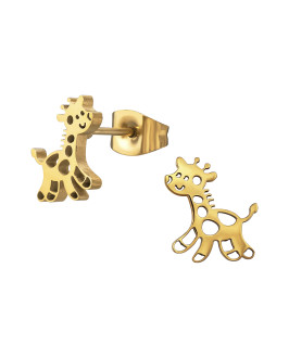 Pozlátené ceľové náušnice žirafa