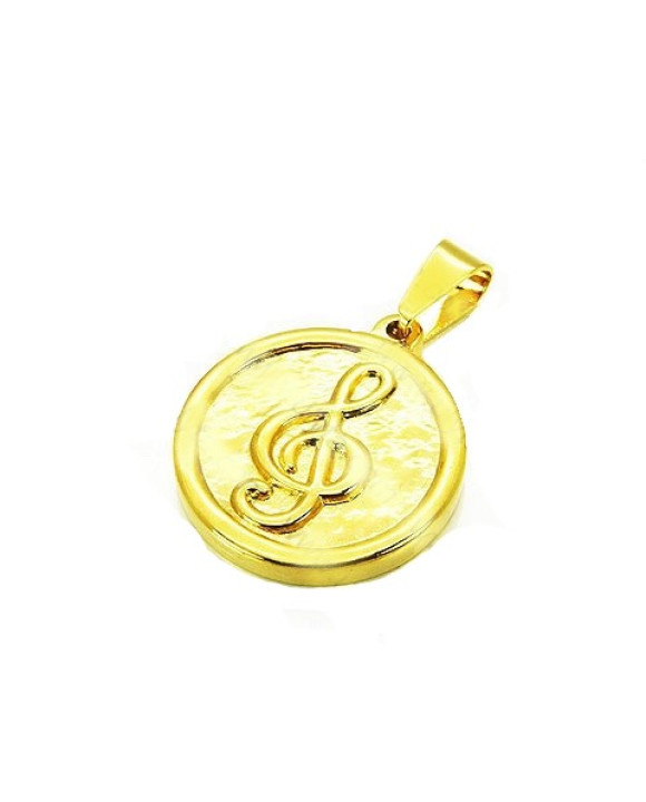 Pozlátený oceľový prívesok husľový kľúč-204892-20