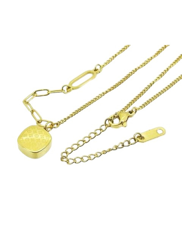 Dámsky oceľový náhrdelník pozlátený s príveskom-311861-20