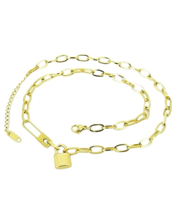 Dámsky oceľový náhrdelník pozlátený kľúčik-311863-20