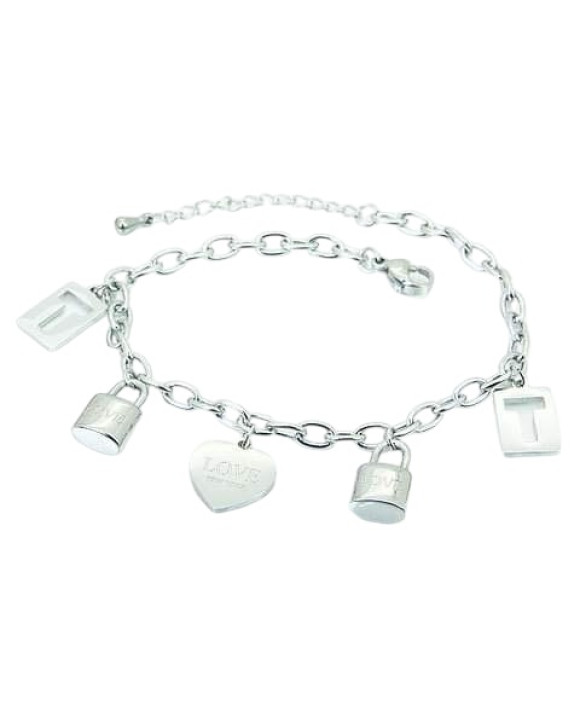 Dámsky oceľový náramok s príveskami-311941-20