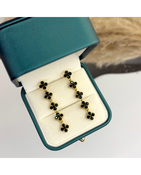 Dámske oceľové náušnice visiace zelené-321553-20