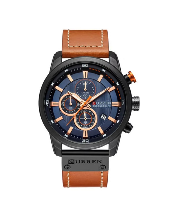 Pánske hodinky s koženým remienkom hnedé-317060-20