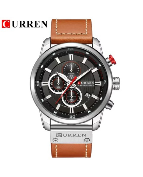 Pánske hodinky s koženým remienkom hnedé-317059-20