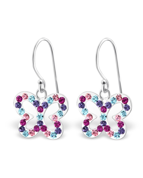 Strieborné náušnice motýľ