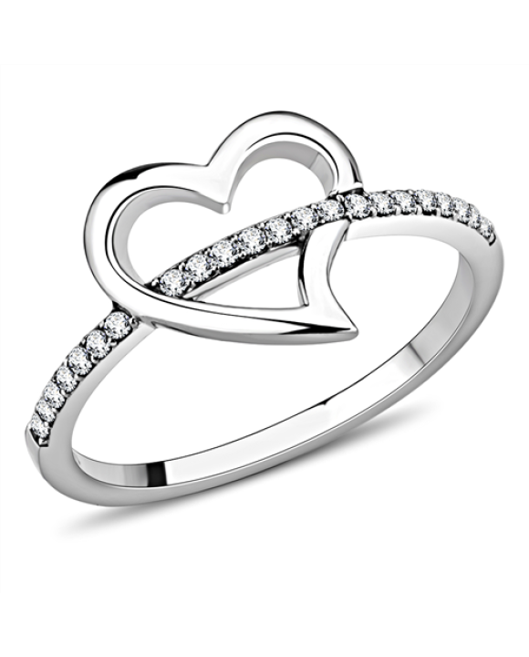 Dámsky oceľový prsteň zdobený srdiečkom