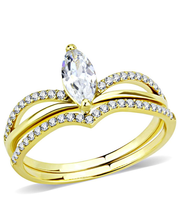 Dámsky oceľový pozlátený dvojprsteň-315274-20