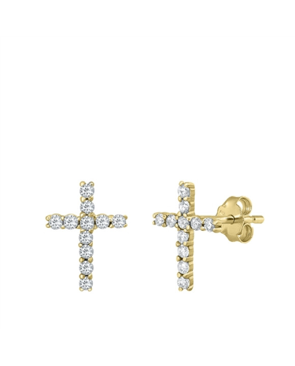 Strieborné pozlátené náušnice krížik-253868-20