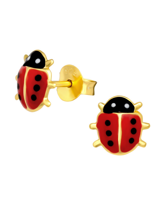 Detské strieborné náušnice pozlátené lienka-258159-20