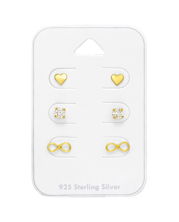 Set strieborných pozlátených náušníc-271481-20