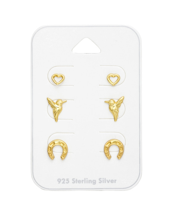 Set strieborných pozlátených náušníc-271479-20