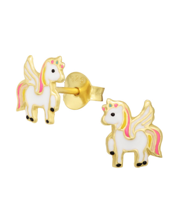 Detské strieborné náušnice pozlátené jednorožec-258158-20