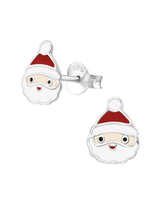 Detské vianočné strieborné náušnice Mikuláš-222706-20