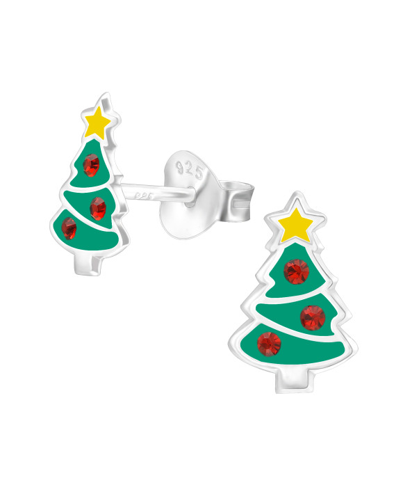 Stieborné náušnice Vianočný stromček-313432-20
