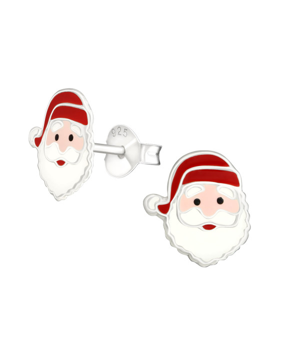 Detské vianočné strieborné náušnice Mikuláš-222990-20