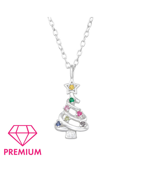 Strieborný náhrdelník Vianočný stromček-313446-20