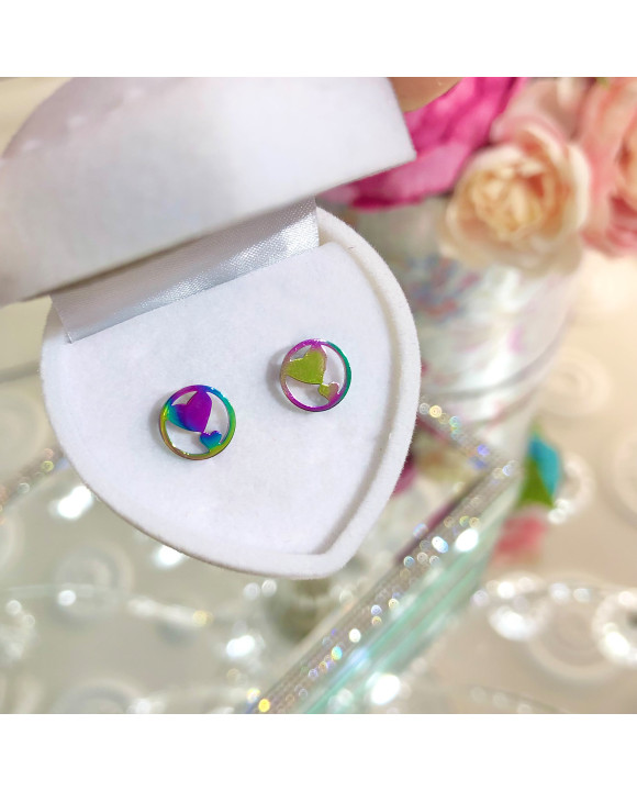 Farebné oceľové náušnice srdiečka-275367-20