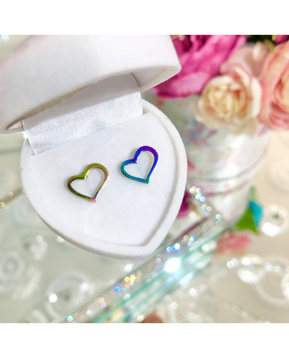 Farebné oceľové náušnice srdce-275365-20