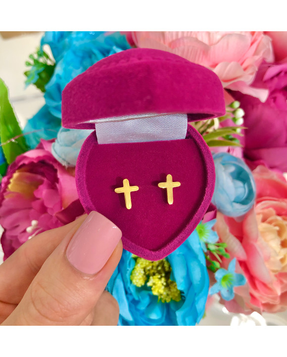 Dámske pozlátené oceľové náušnice krížik-274139-20