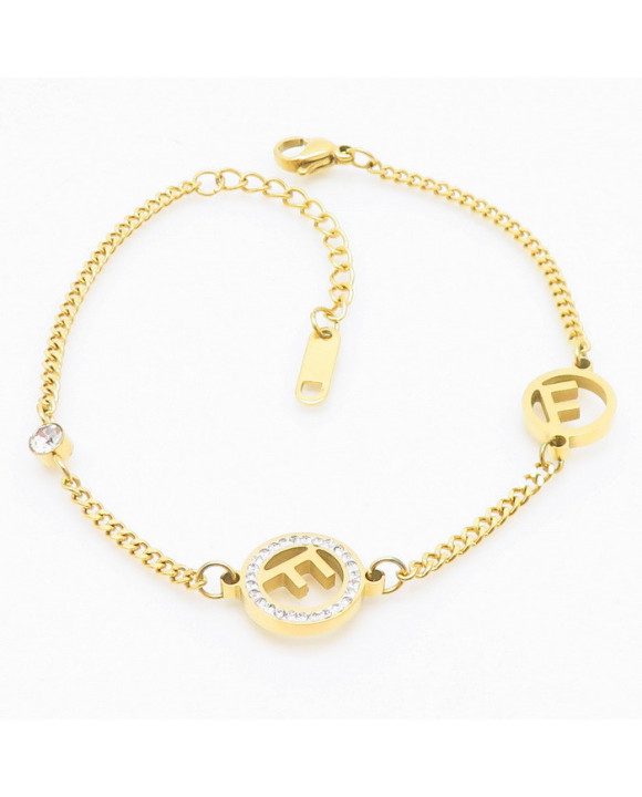 Oceľový pozlátený náramok s príveskom-279433-20