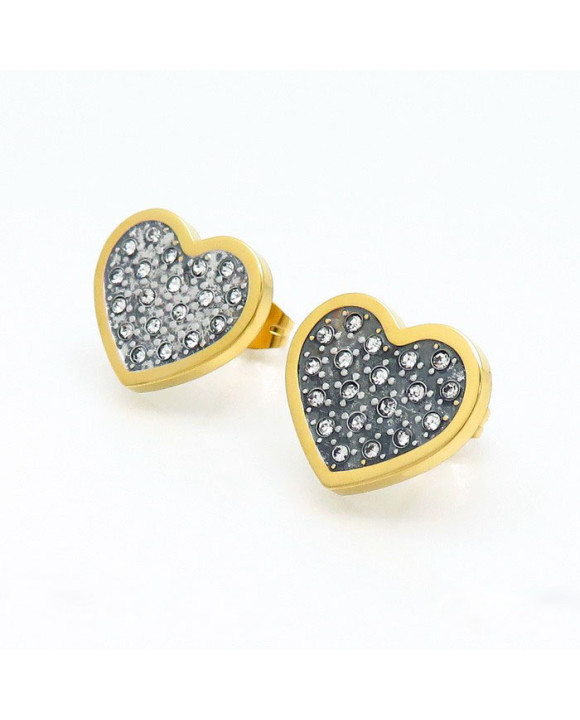 Dámske oceľové náušnice pozlátené srdce-272315-20