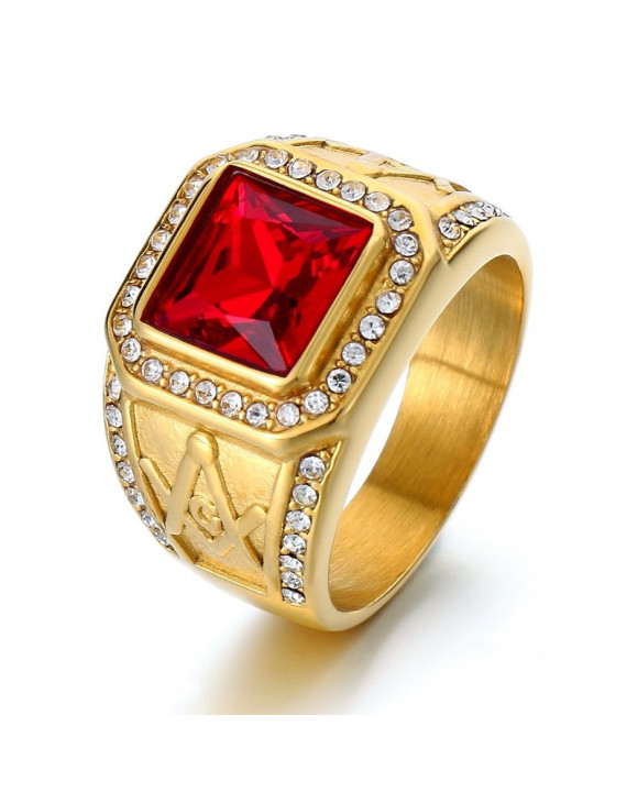 Pánsky pozlátený oceľový prsteň-315858-20