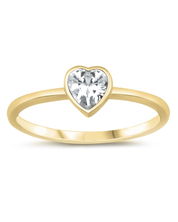 Strieborný pozlátený prsteň srdiečko-253407-20
