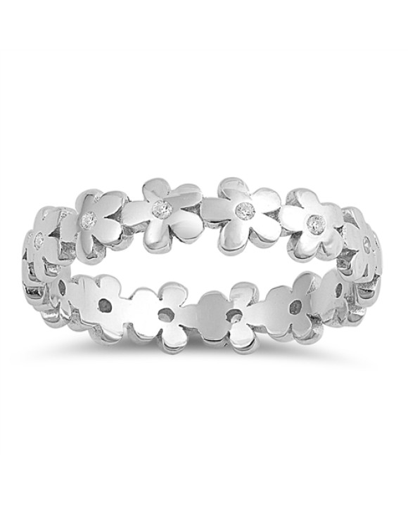 Strieborný prsteň s kvetmi 