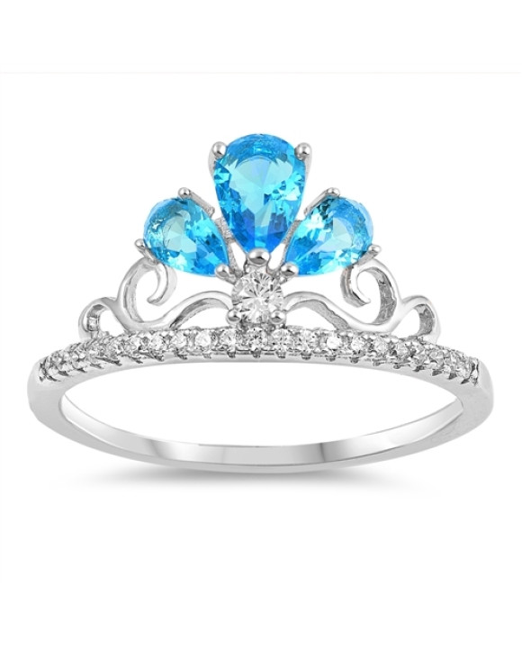 Strieborný prsteň s modrým kamienkom