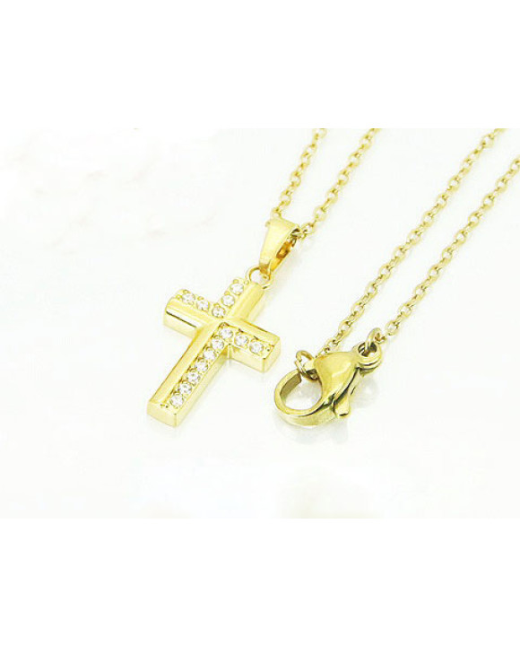Oceľový náhrdelník s príveskom krížik-321795-20