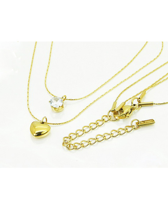 Oceľový náhrdelník dvojitý s príveskom srdce-321782-20